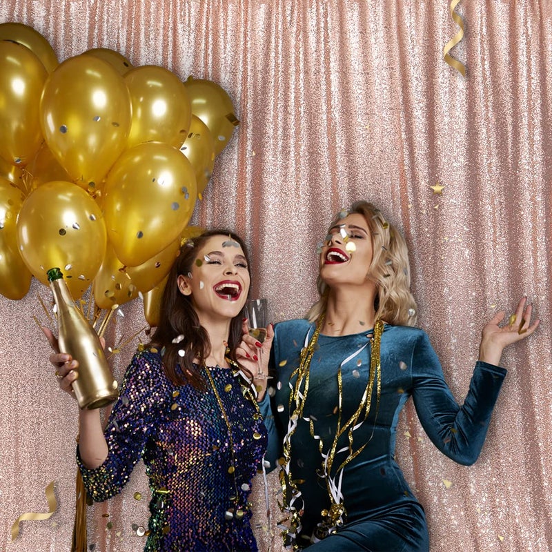PartyDelight Rose Gold Sequin Backdrop 10x10ft - High Density 3mm Shimmer Sequin Background with 4-Inch Rod Pocket, Sparkly Photography Curtain for Wedding, Gala, Stage & Professional Studio Decor - Image 4
